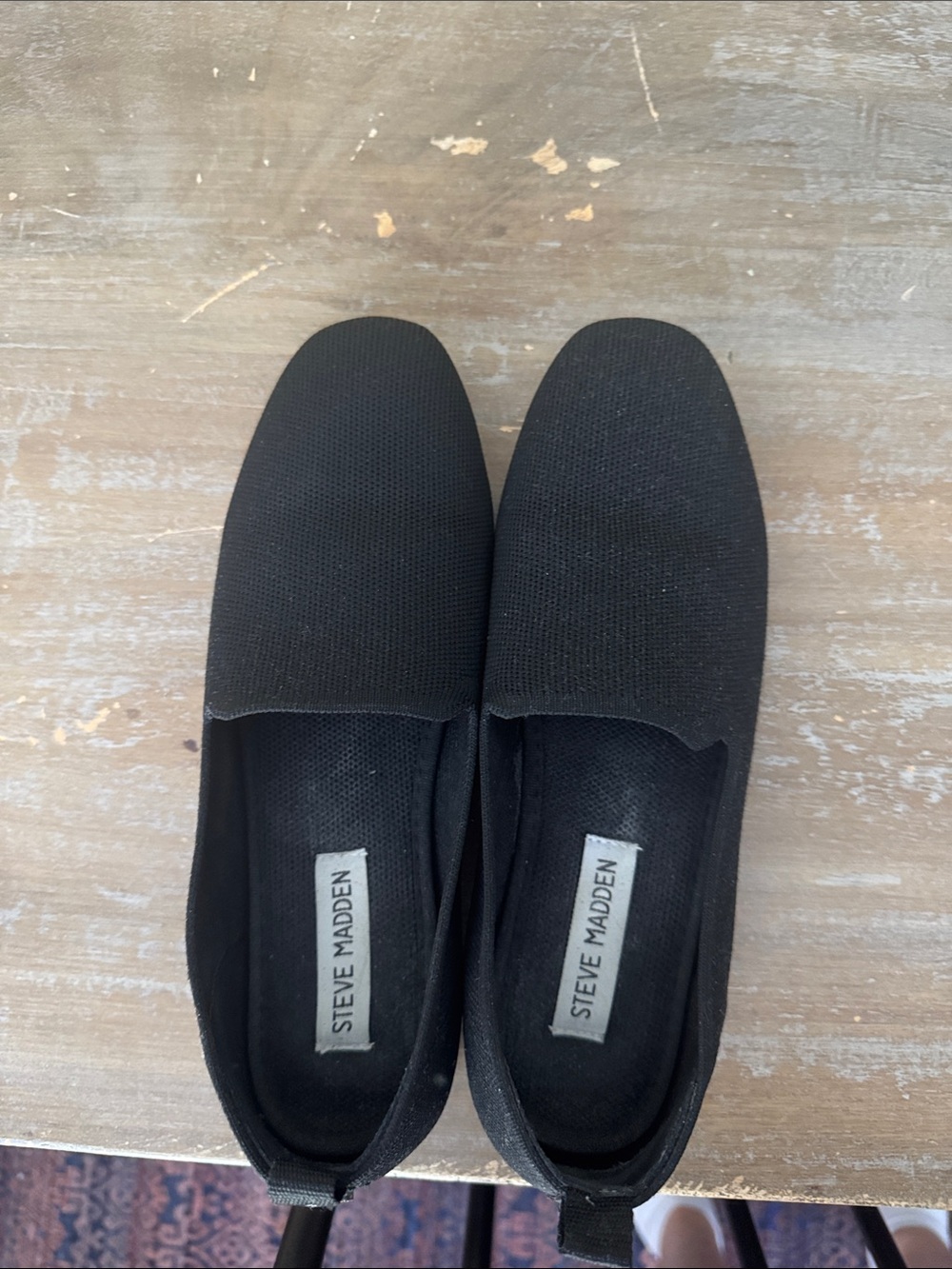 Steve Madden Black Knit Slip-On Loafers